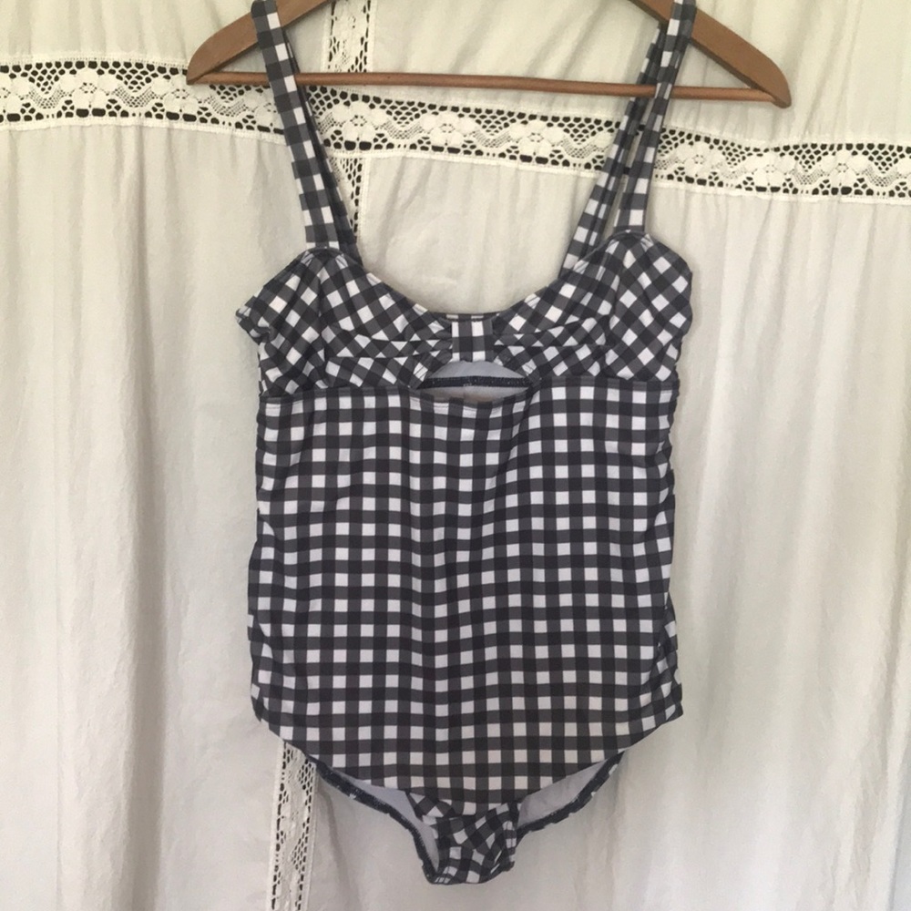 Black & White Gingham One-Piece Bathing Suit - Picture 6 of 10